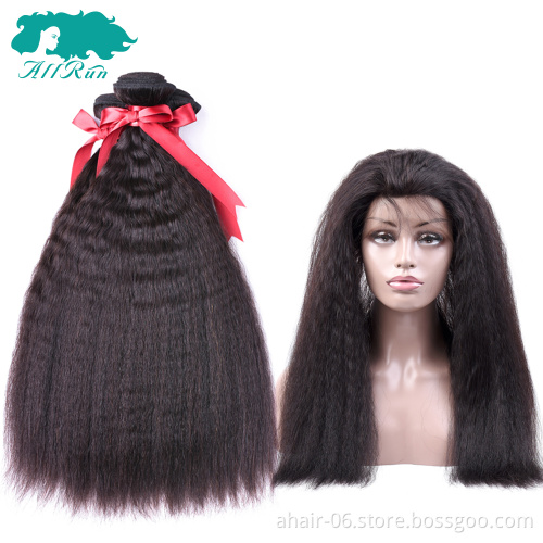 Wholesale price brazilian human hair yaki kinky straight lace frontal